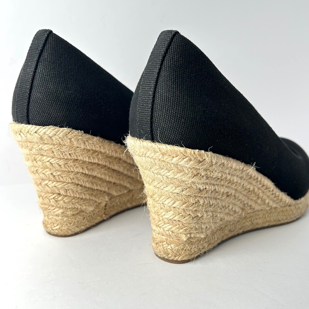J. Crew Seville Espadrille Wedge‎ Heels Classic Canvas Black Wedges Shoes Size 7 - Picture 4 of 7